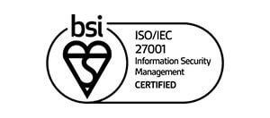 Logo of BSI ISO 27001 CERTIFICATION.